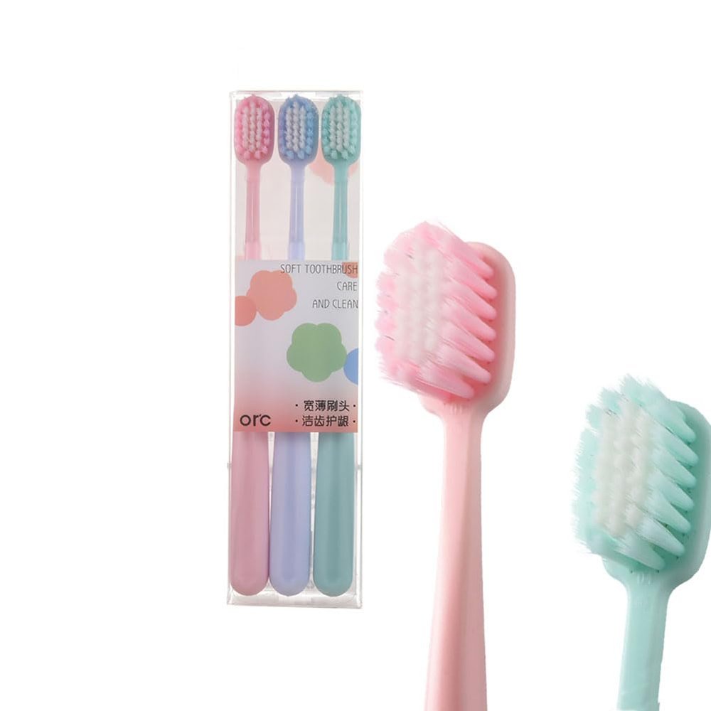 FWXCKK Wide Head Manual Soft Toothbrush for Adults, Adult Manual Soft Toothbrush Set (3 Sets per Box), All-Round Care of Teeth and Gums,Couple Soft Toothbrush Set