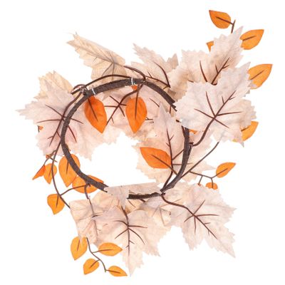 BESPORTBLE Fall Artificial Leaf Candle Wreath for Thanksgiving Table Decoration Rustic Autumn Decor Vivid Colors and Unique Style for Home Centerpieces