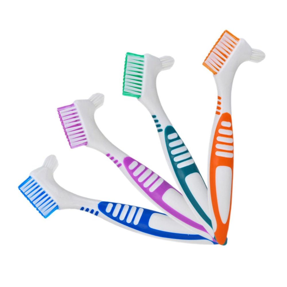 MERRYHAPY 4pcs Toothbrush for Braces Dentures Denture Cleaning Brush Soft Bristles Multi-Layered Toothbrush for Stain Removal False Teeth Cleaner