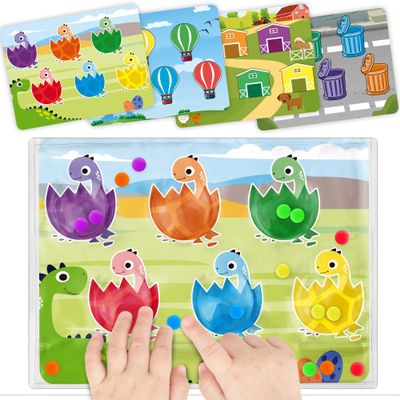 2PC Airplane Travel Activities Toy Gift for Kids Color Sorting Sensory Toys Color Matching Game Fine Motor Skill Autism Restaurant Quiet Fidget Toys for Kid 3+ 4 5 Year Old Easter Basket Stuffers