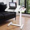 Adjustable Pneumatic Overbed Bedside Table with Wheels Split Top Tilting Mobile Standing Desk Portable Computer Cart Movable Desk Hospital Home Office Use (15.7" W x 27.6" D, White) view 1
