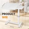 Adjustable Pneumatic Overbed Bedside Table with Wheels Split Top Tilting Mobile Standing Desk Portable Computer Cart Movable Desk Hospital Home Office Use (15.7" W x 27.6" D, White) view 2