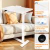 Adjustable Pneumatic Overbed Bedside Table with Wheels Split Top Tilting Mobile Standing Desk Portable Computer Cart Movable Desk Hospital Home Office Use (15.7" W x 27.6" D, White) view 4