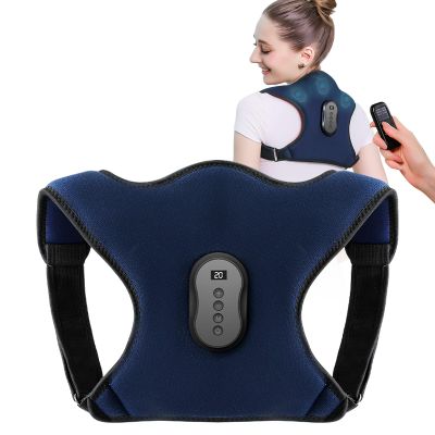 XHalvaen Vibration Posture Corrector & Back Massager with Heated, Adjustable Back Brace for Men & Women, Spine Support for Neck, Shoulder, Upper Back Pain Relief, Home/Office/Travel Use
