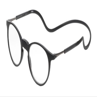 Calabria Unisex Snap Magnetic Blue Light Blocking Reading Glasses with Clear Lenses Adjustable Headband | Glasses with Magnetic Bridge | Neck Hanging Eyewear | Magnification 1.25x & Matte Black