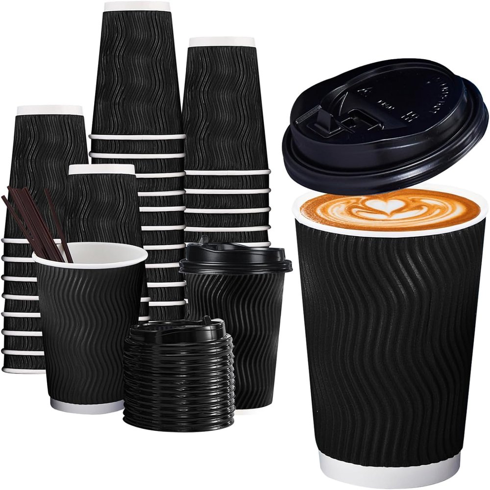 100 Disposable Coffee Cups 12 oz