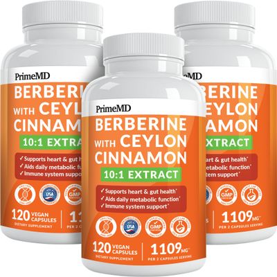 21-in-1 Berberine Supplement with Ceylon Cinnamon Capsules - Dihydroberberine with Chromium, Bitter Melon & Green Tea Extract - Berberine with Ceylon Cinnamon for Energy Support (120 Ct) (Pack of 3)