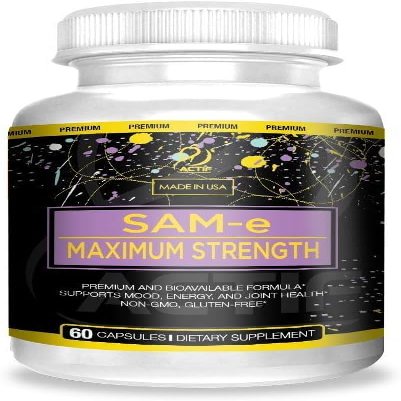 ACTIF SAM-e Maximum Strength with 400mg High Absorption SAM-e for Mood and Energy, Non GMO, 60 Count, Made in USA