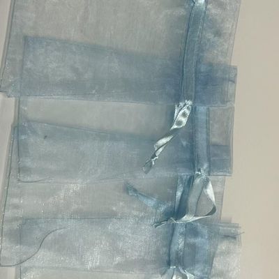 Gift Square 144pcs Organza Bags - 4 x 5 Inches Drawstring Jewelry Gift Mesh Fruit Protection White Sheer Wedding Favor Bags (BLUE)