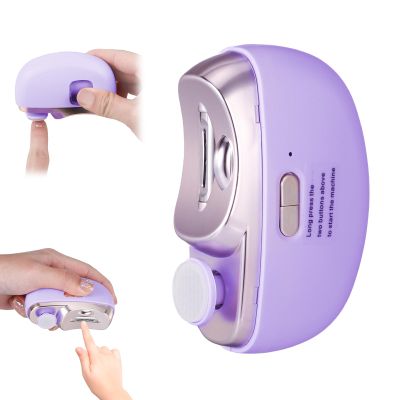 3 in 1 Electric Nail Clippers for Adults, Automatic Nail Grinder for Women Electric Nail Trimmer with Nail File Nail Buffer, Electric Toenail Clippers Nail Cutters for Adults with Light(Purple)