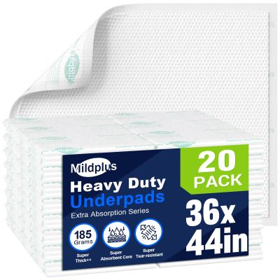 Heavy Duty Underpads 36x44 Super Sized Chucks Pads 185 Grams Disposable Bed Pads with Strength Cloth Backing Extra Absorption for Incontinence (20 Count, Discreet Packaging)