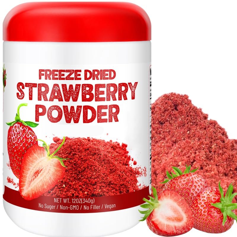 12Oz Freeze Dried Strawberry Powder - 100% Natural Dry Strawberries, No Added Suger, Vegan & Non-GMO, Strawberry Powder For Smoothie, Baking, Beverage, Decoration(340g)