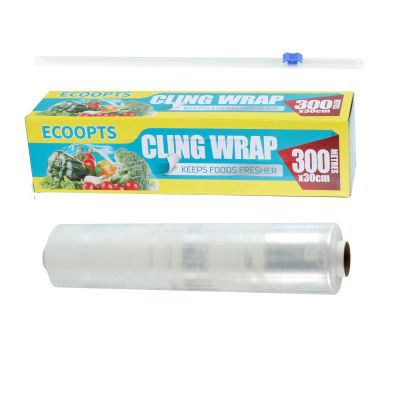 Plastic Food Wrap- 968 SQ. FT. Kitchen Cling Wrap Includes Slide Cutter BPA-Free Clear Cling Film 30cm300Meters