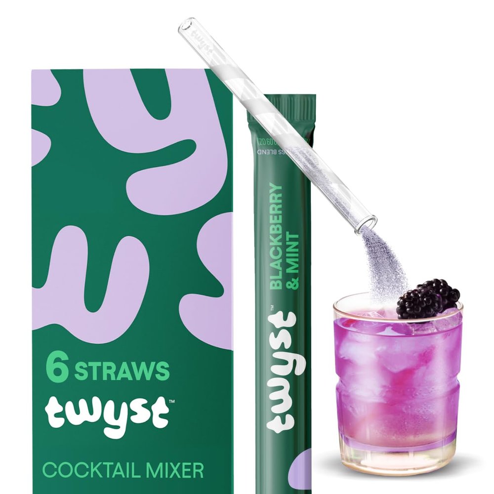 Twyst Craft Cocktail & Mocktail Mixer, Blackberry Mint, Low Calorie Drink Mix with Electrolytes, No Added Sugar, with Vitamins B, C & D and Biotin, 6 Single Serve Mixers
