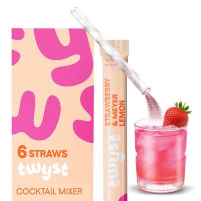 Twyst Cocktail & Mocktail Mixer Straws, Strawberry Meyer Lemon, 6 Pack