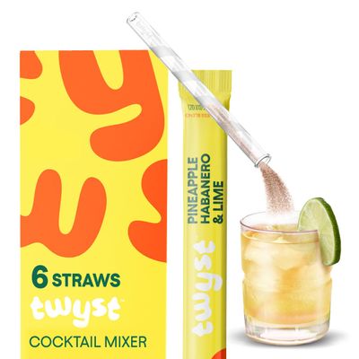 Twyst Craft Cocktail & Mocktail Mixer, Pineapple Habanero Lime, Low Calorie Drink Mix with Electrolytes, No Added Sugar, with Vitamins B, C & D and Biotin, 6 Single Serve Mixers