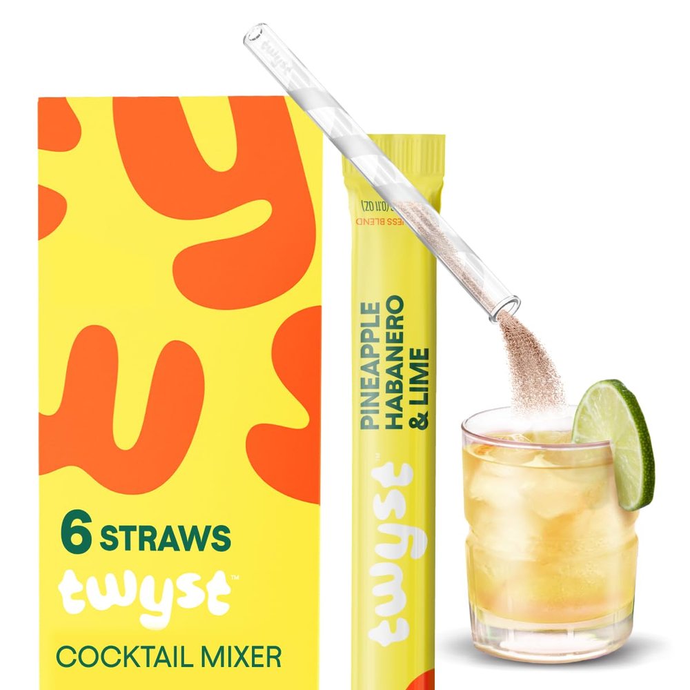 Twyst Craft Cocktail & Mocktail Mixer, Pineapple Habanero Lime, Low Calorie Drink Mix with Electrolytes, No Added Sugar, with Vitamins B, C & D and Biotin, 6 Single Serve Mixers
