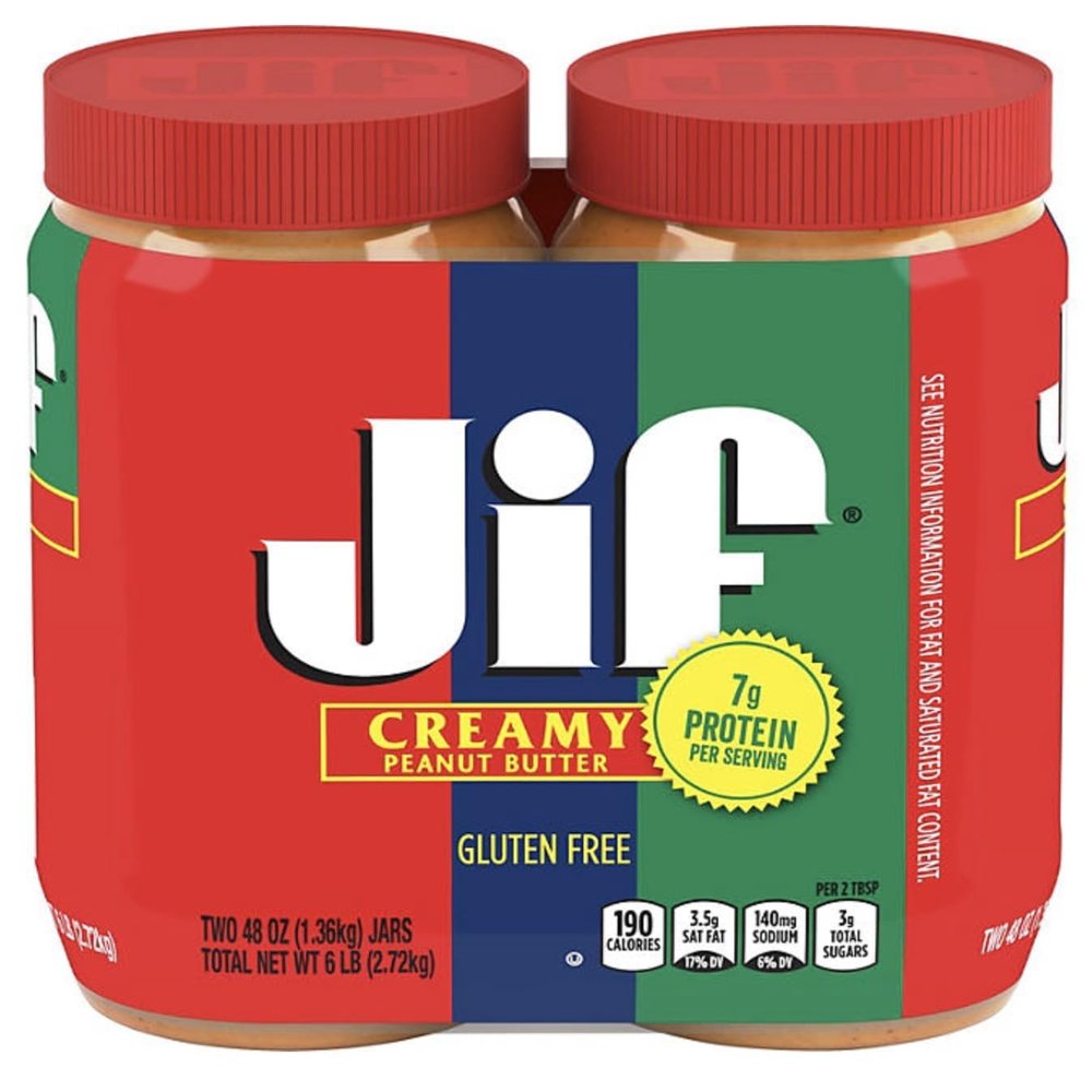 20 Pack Jiif Creamy Peanut Butter Twin Pack, 20-48 Ounces, Smooth, Creamy Texture, No Stir Peanut Butter