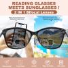SKYOLUY Premium Bifocal Reading Sunglasses for Women, Retro Cateye Sun Readers UV400 Protection, Classic Shades (2PC Black, 2.5) view 3