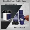 100 4oz Disposable Espresso Cups with Lids Ripple Corrugated Paper Disposable Coffee Cups Cups for Hot Chocolate, Tea, and Cocoa Drinks (Blue) view 3