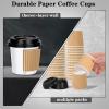 100 4oz Disposable Espresso Cups with Lids Ripple Corrugated Paper Disposable Coffee Cups Cups for Hot Chocolate, Tea, and Cocoa Drinks (Khaki) view 2