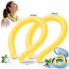 2 Pack Neck Cooling Tube with Insulated Bag, Reusable Ice Neck Ring, Wearable Neck Cooler for Women Men, Freezes Below 64F/18C, Cooling Collar for Summer Heat, Outdoor Work Sports Lemon Yellow view 1