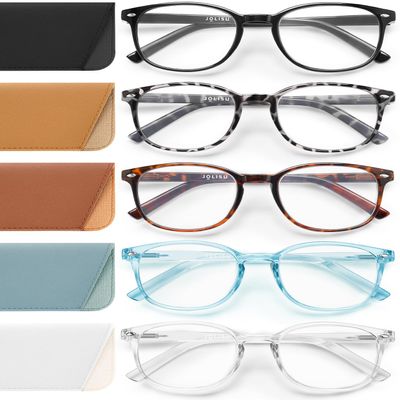 5 Pack Reading Glasses for Women Blue Light Blocking Spring Hinge 1.50