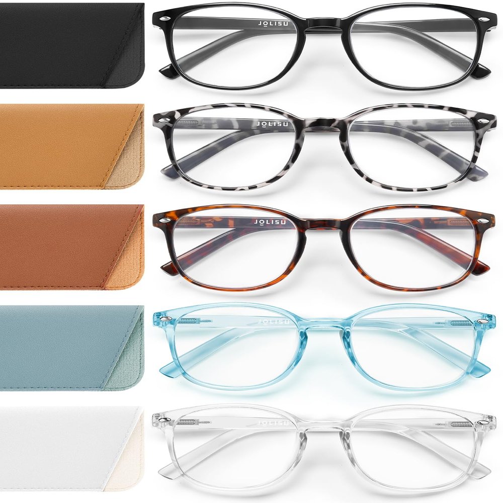 5 Pack Reading Glasses for Women Blue Light Blocking Spring Hinge 1.50
