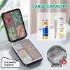 Travel Pill Organizer, Pill Organizer Travel with Labels and Storage Bag, 8 GRIDS Large Travel Pill Box, Moisture-Proof Airtight Daily Pill Case for Vitamin, Medicine, Fish Oil/Supplements, Black view 2