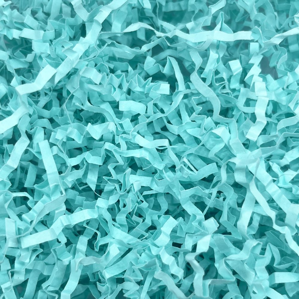 Aqua Cyan Crinkle Cut Paper Shred Filler, 2 LB Basket Filler Shredded Paper, Confetti Stuffing for Basket Filling, Halloween, Thanksgiving, Christmas, Birthdays, Gift Wrapping, Stuffer Party Supplies