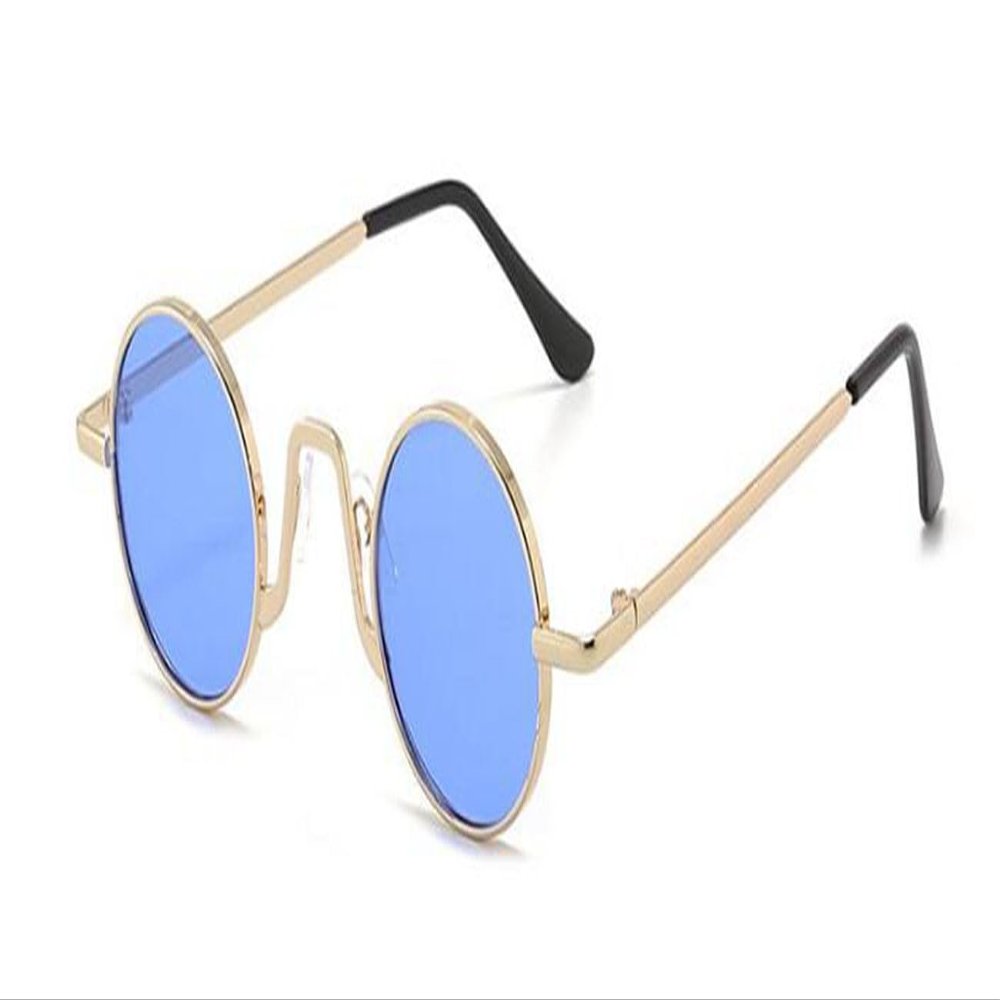 SightPerk Men Women Retro Metal Round Reading Glass UV Protection Tinted Lens Outdoor Reading Glasses (Gold Blue, 3, x)
