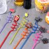 24Pack Movie Night Party Supplies Movie Night Drinking Straws Projector Popcorn Trophy Drinking Straws Plastic Straws Red Carpet Party Decorations for Movie Night Party Favors view 4