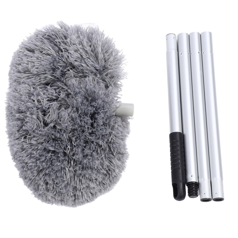 140cm Extra Long Round Duster,360 Degree Rotation Multifunctional Washable Ceiling Fan Duster Dust Removal Tool for High Ceilings Furniture (Gray)