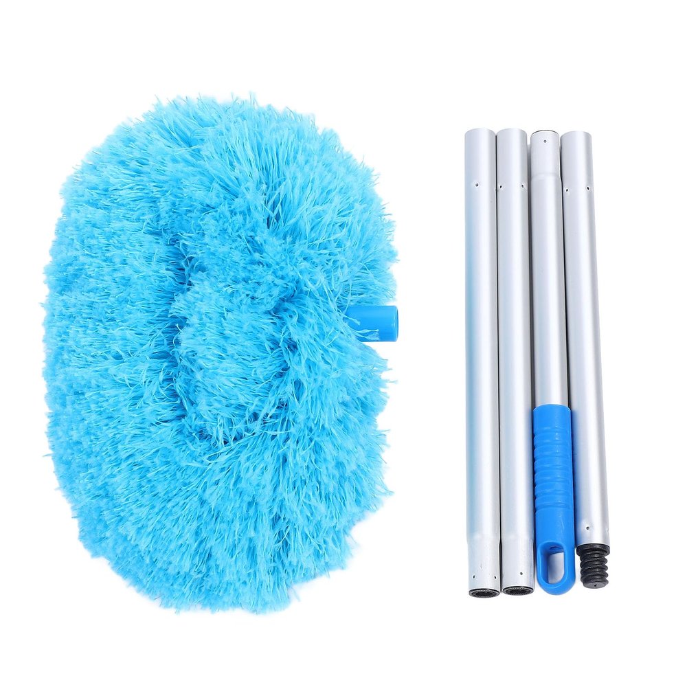 140cm Extra Long Round Duster,360 Degree Rotation Multifunctional Washable Ceiling Fan Duster Dust Removal Tool for High Ceilings Furniture (Blue)