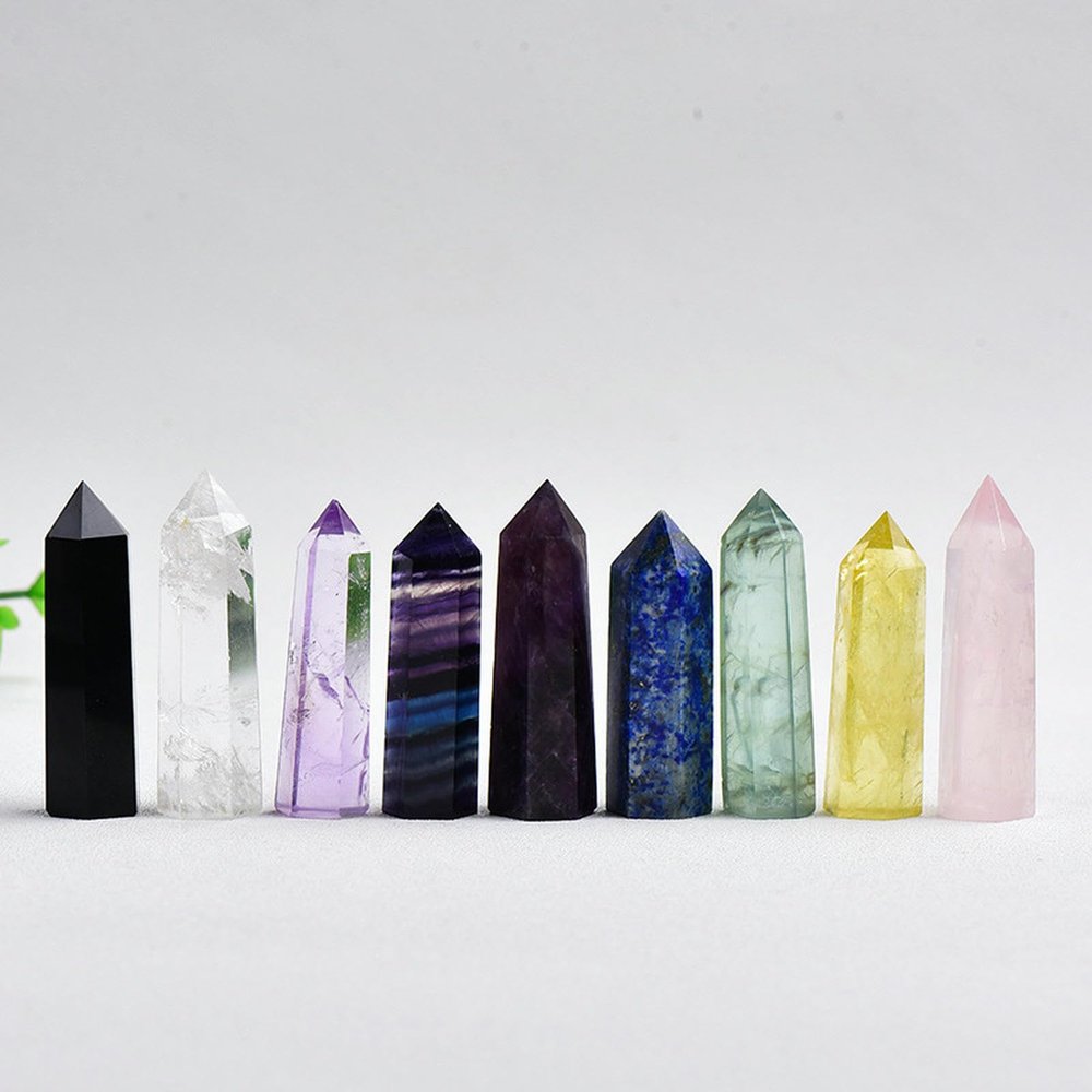 Natural Crystal Column Hexagonal Single-Pointed Crystal Column Standard Model Various Materials semi-Precious Crystal ornaments-K5-Brazilian Amethyst 6-7cm