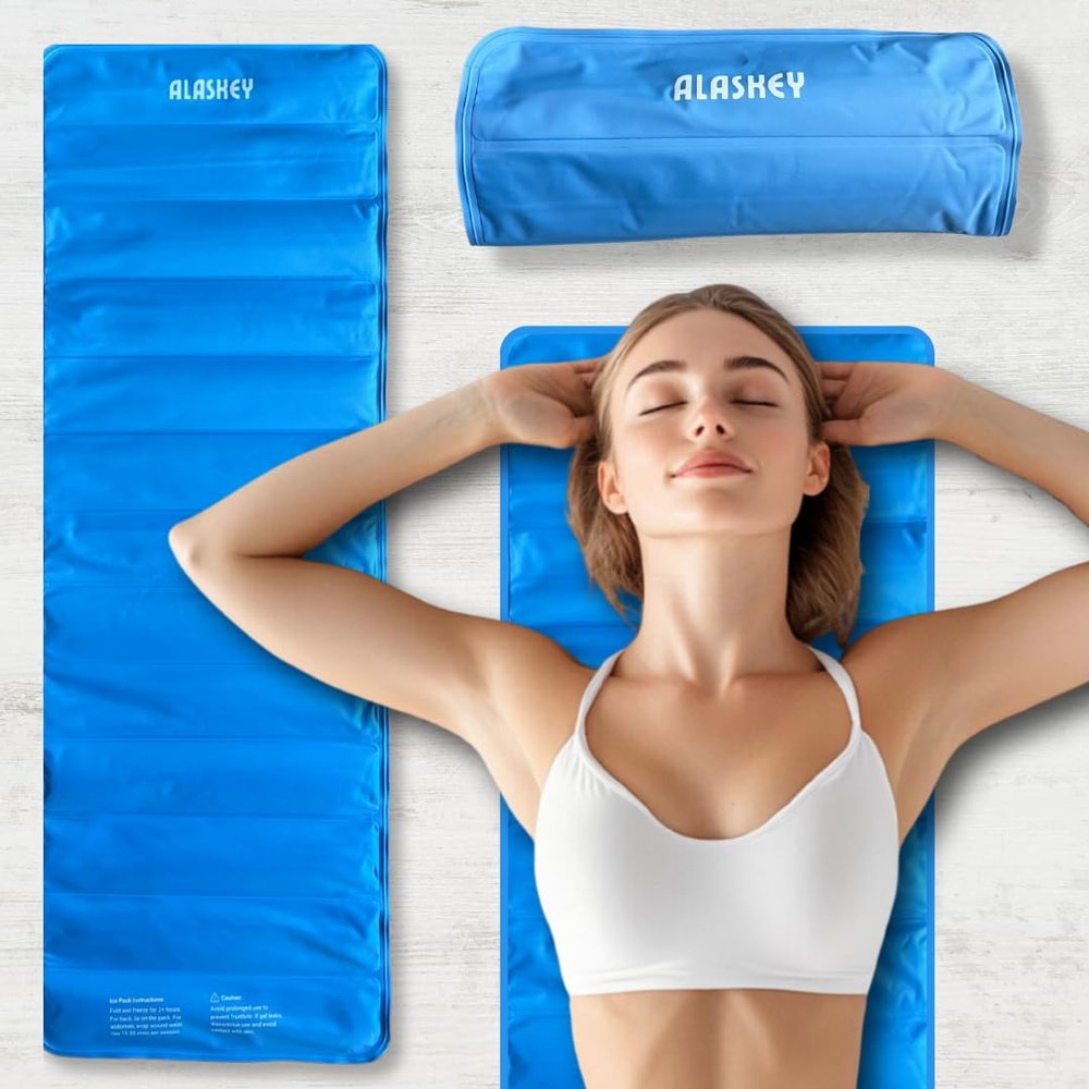 Alaskey Large Blue Full Body Ice Pack | 45"x16" Reusable Relaxation Cooling Blanket | Perfect for Summer Comfort, Full-Body Cooling, Cold Therapy and Recovery After Physical Activity or Everyday Use