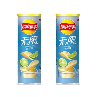 Chinese Chip Bundle 2-Pack (2 Finger Licking Braised Pork Flavor Chips 90g) (TIN, Lime Flavor 90g)