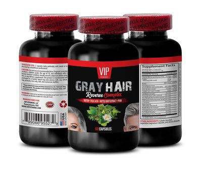 Anti-gray hair supplement - GRAY HAIR REVERSE COMPLEX - gray hair reversal supplements, Biotin, Horsetail, Nettle Root, hair support vitamins, hair growth products, hair restoration 1 Bottle 60 Caps