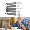 5pcs Stainless Steel Adaptive Utensils for Elderly, Anti Shake Weighted Utensils Adaptive Utensils Set Adaptive Equipment Fork and Spoon Set for Elderly Use (Grey) view 3