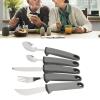 5pcs Stainless Steel Adaptive Utensils for Elderly, Anti Shake Weighted Utensils Adaptive Utensils Set Adaptive Equipment Fork and Spoon Set for Elderly Use (Grey) view 4