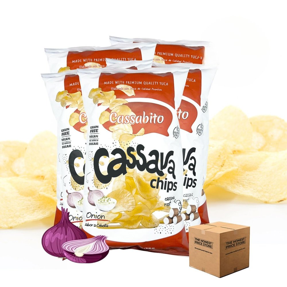 Crispy Cassava French Onion Dip Premium Yuca Snack - 5 Pack Thinly Sliced & Crunchy, Gluten Free Chips, Non-GMO Lightly Seasoned for Bold Taste snack pack Perfect for Healthy Snacking & Travel 2.5oz