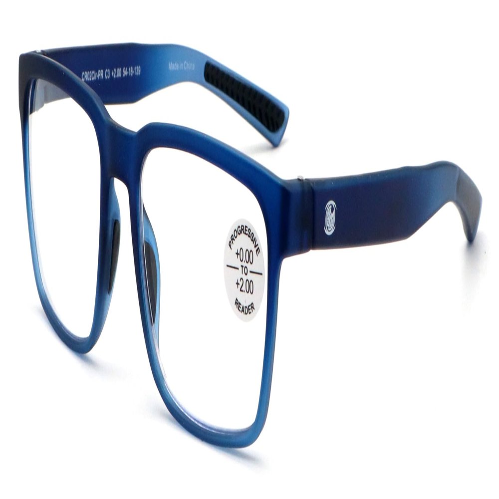 V.W.E. Men Progressive Reading Glasses No Line Clear on Top Bifocals Reader - Rectangular Matte Sport (Matte Blue, 3.00, x)