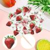 60 Pack Edible Sweet Strawberry Flower Cupcake Toppers First Birthday Strawberry Flower Cake Toppers Rice Paper Wafer Paper Cake Picks for Fruit 1st Berry Sweet Kids Birthday Cake Decorations view 3