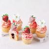 60 Pack Edible Sweet Strawberry Flower Cupcake Toppers First Birthday Strawberry Flower Cake Toppers Rice Paper Wafer Paper Cake Picks for Fruit 1st Berry Sweet Kids Birthday Cake Decorations view 4