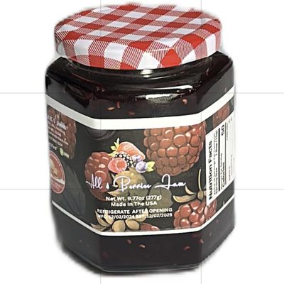 All 4 Berries Jam, 10.77 oz, Made in USA, Red Checkered Lid