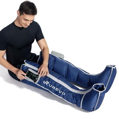 UREVO Smart Leg Recovery PT Pro, AI-Powered Tech Rechargeable Air Compression Massager Boots for Circulation, Smart Pain Senser and Foot Muscle Recovery to Athletes After Summer Sports, Blue
