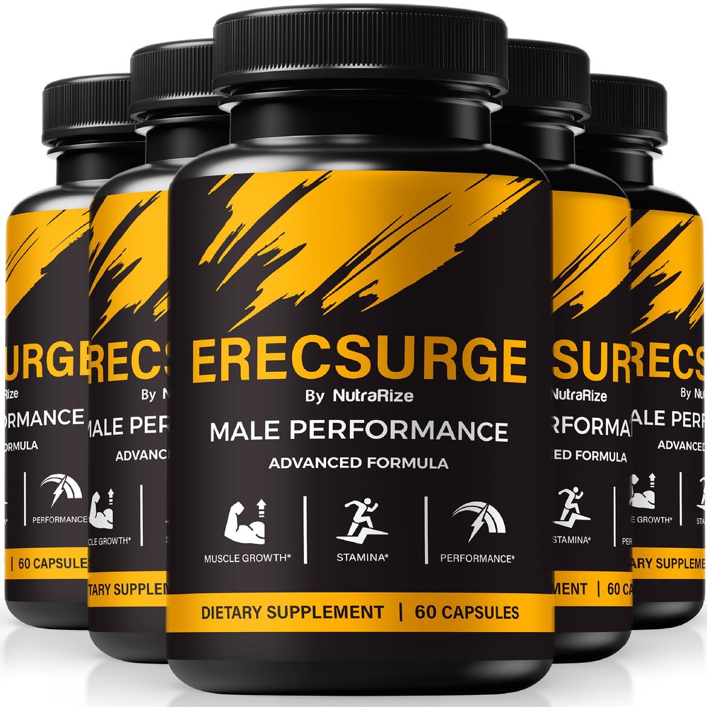(5 Pack) Erecsurge for Men, Official Erec Surge All-Natural Male Formula for Overall Physical Health & Well-Being Support, Premium Pills for Lasting Energy, Stamina & Performance (300 Capsules)