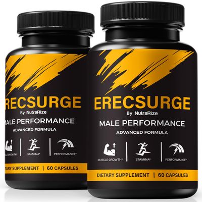 (2 Pack) Erecsurge for Men, Official Erec Surge All-Natural Male Formula for Overall Physical Health & Well-Being Support, Premium Pills for Lasting Energy, Stamina & Performance (120 Capsules)