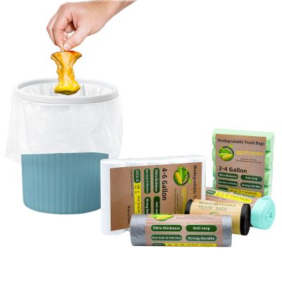 Trash Bags, Biodegradable High Load-Bearing Trash Bags, Small Size, Durable and Leakage-Proof, Kitchen Bathroom Office Use (White, 4 Gallons100 PCS)