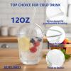 12oz Disposable Stemless Glasses With Dome Lids and Straws,PET Disposable Drinking Cups,Clear Plastic Wine Glasses for Parties Birthday,Wedding,Meeting,Christmas Party Supplies (100, Transparent) view 3